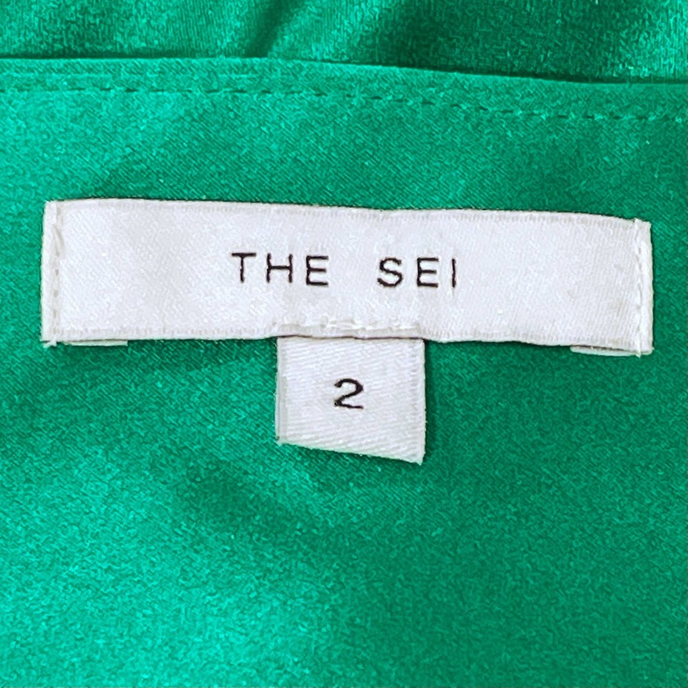 THE SEI Asymmetrical Plunge Gown Silk Charmeuse Emerald Green 2 XS - Picture 6 of 9